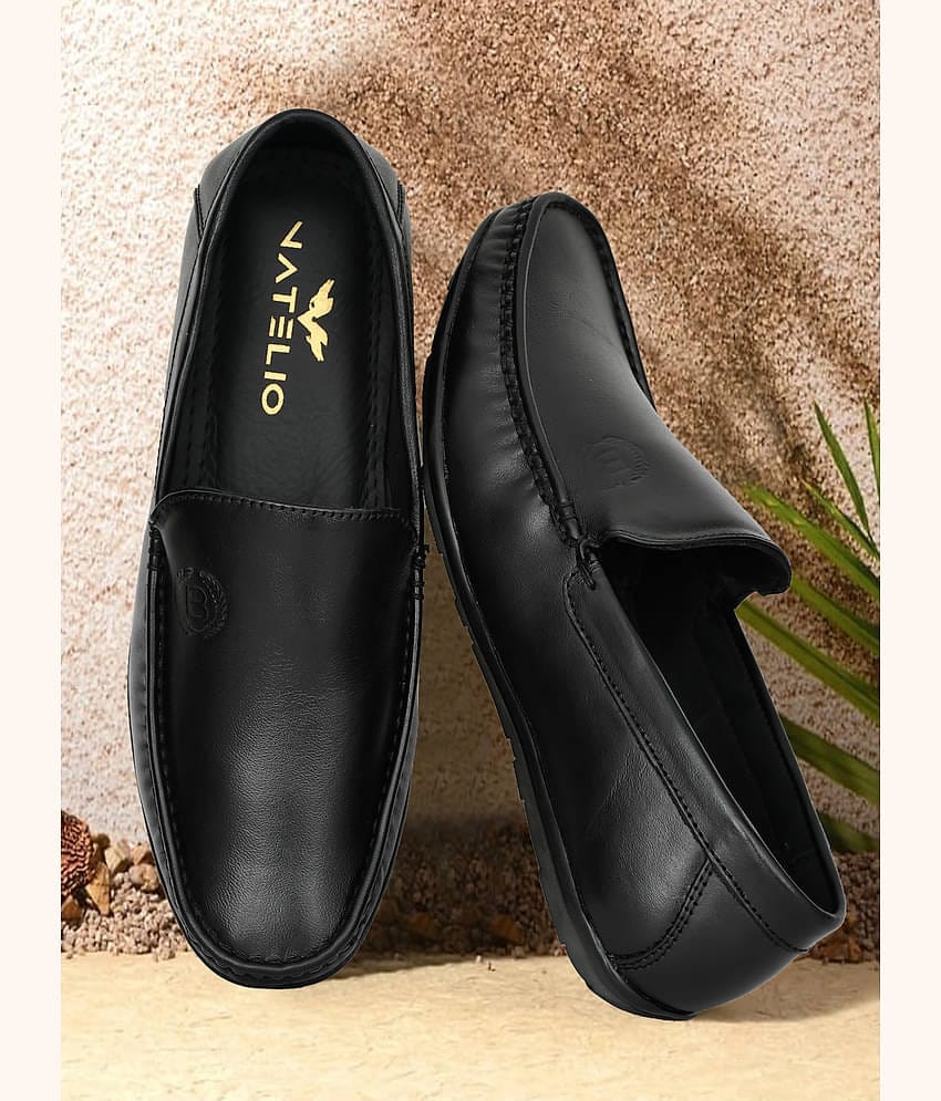 VATELIO Premium Leather Loafers Shoes Black Men's Slip-on Shoes