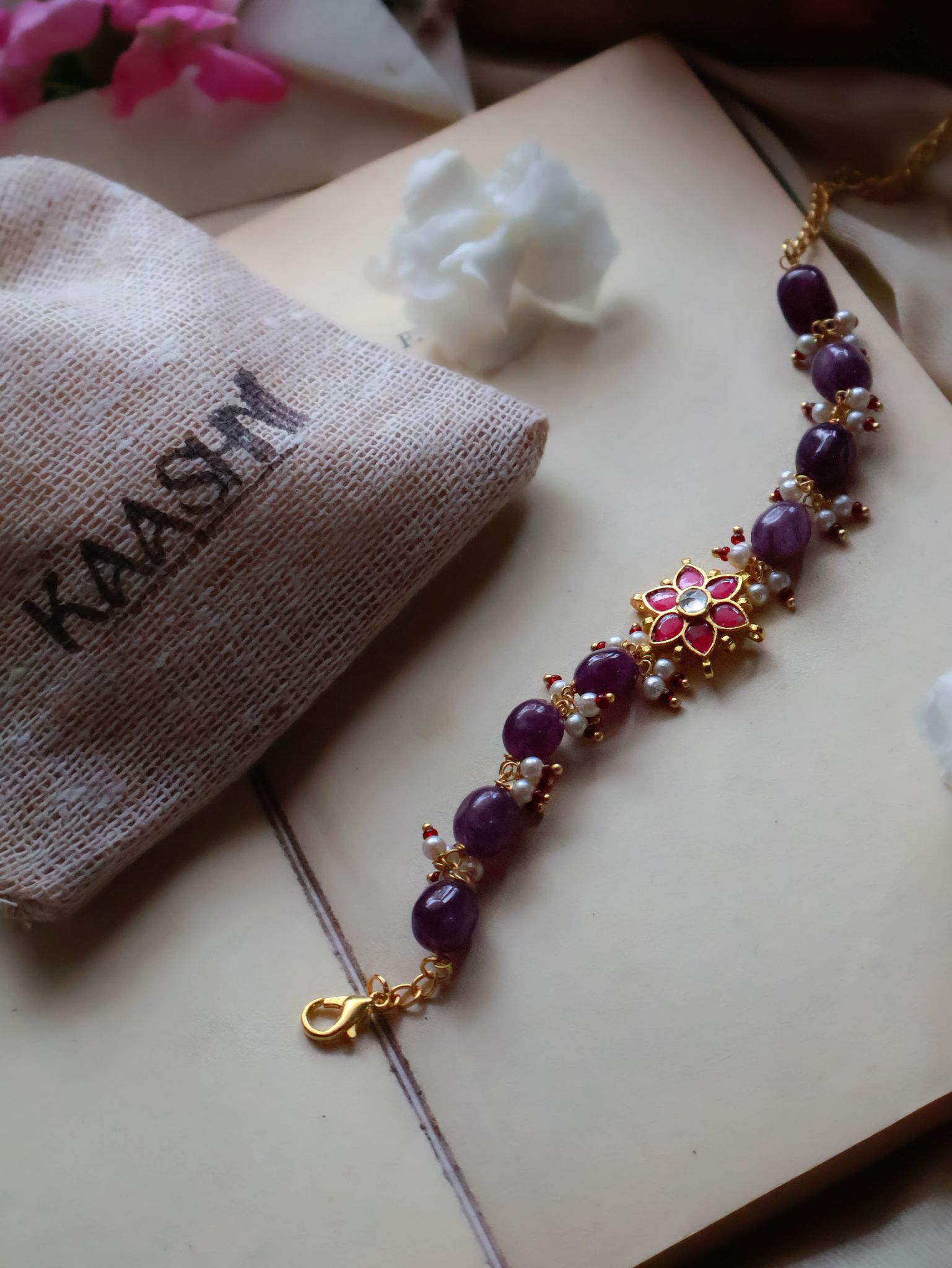 Lego Purple Kundan Floral Lumba-Purple