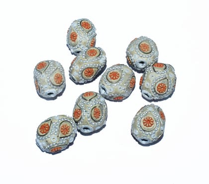 Handmade Kashmiri Beads use for jewelry makings, KASM-04-Per Packet of 25 Pcs / 20X17 MM