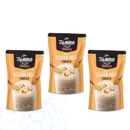 Trumillets Xpress - Healthy Millet Drink - Instant Mix | Nutrition for Adults (Both Men and Women) and Kids- Health,Strength and Energy| Gluten Free | No Preservatives| Badam Milk -200g (pack of 3) Trumillets Xpress - Healthy Millet Drink - Instant Mix | Nutrition for Adults (Both Men and Women) and Kids- Health,Strength and Energy| Gluten Free | No Preservatives| Badam Milk -200g (pack of 3)