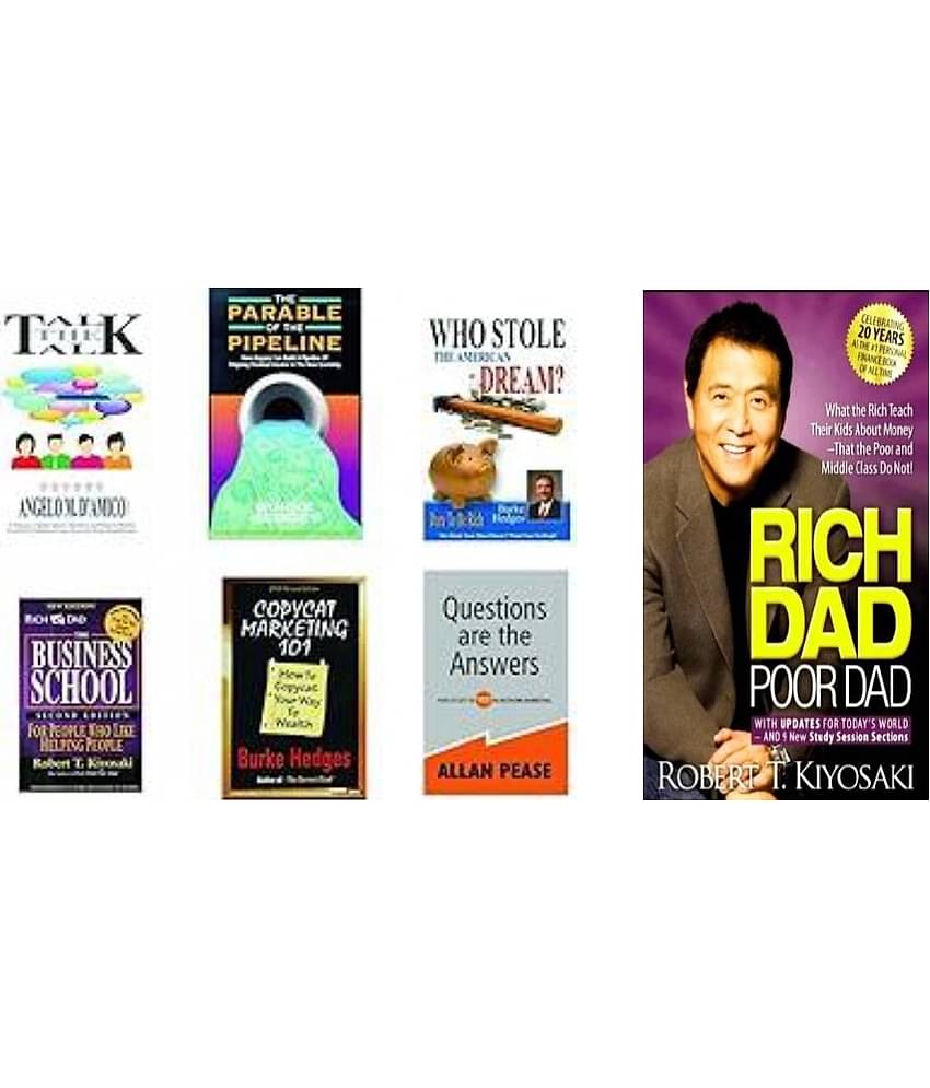 English The Parable of the Pipeline Set of 6 Books - Rich dad the business school +Copycat Marketing +Question are the answer + The parable of the pipeline+Talk the talk +whole stole + Rich Dad Poor Dad