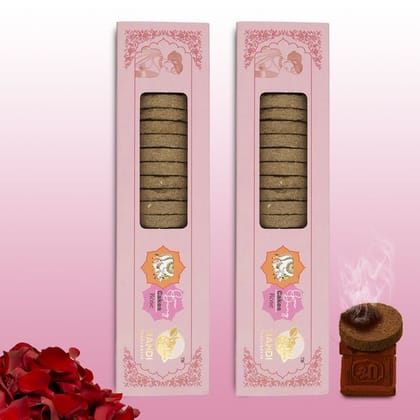 Nandi Panchgavya 100 Percent Desi Cow Dung Cake (42 Pcs) Plus 1 Tulsi Stand Rose Fragrance