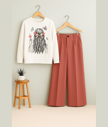 TarrenT HunT Pack of 1 Girls Cotton Blend T-shirt & Pants ( Pink )