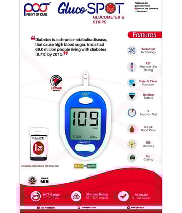 POCT Glucometer with 25 Test Strip
