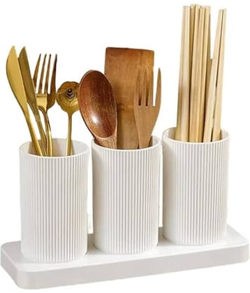 analog kichenware Cutlery Stand Plastic White Multi-Purpose Container ( Set of 1 )