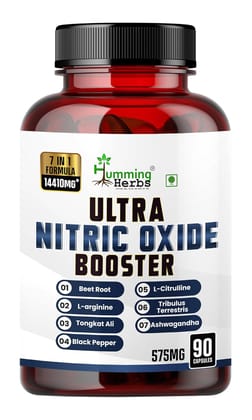 Humming Herbs ULTRA NITRIC BOOSTER - 7in1 | Beet Root, L-Arginine, Tongkat Ali, Black Pepper, L-Citrulline, Tribulus Terrestris & Ashwagandha - Enhance Energy, Performance, and Stamina, 90 Capsules