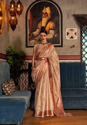 Beige With Silver & Gold Zari Kanjivaram TISSUE Saree KARSHINI