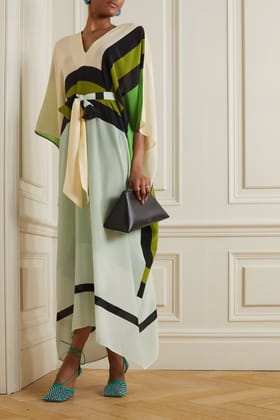 Green Belted Kaftan Dress