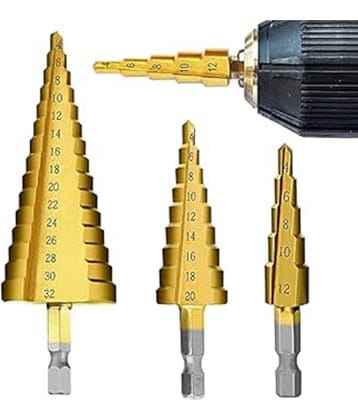 3X Large HSS Steel Step Cone Drill Titanium Bit Set Hole Cutter 4-12/20/32mm
