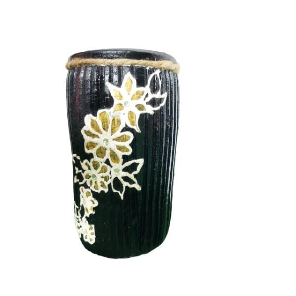 Handmade Terracotta Flower Vase Embroidered By Traditional Art