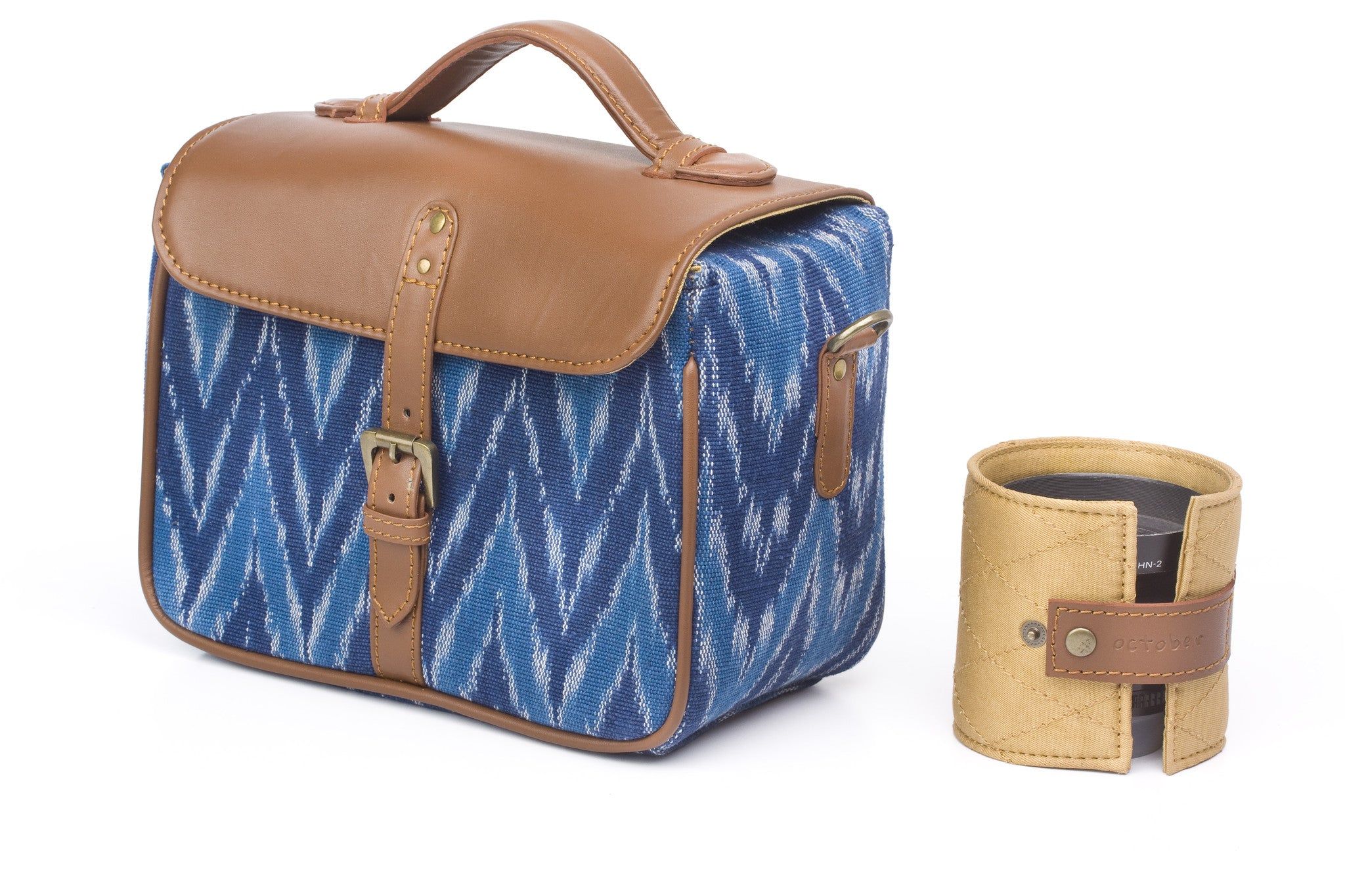 Camera Bag- Blue Ikat Durrie