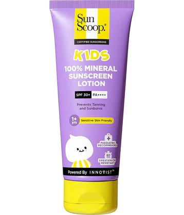 Sunscoop Kids Lotion 100% Mineral Sunburns Sunscreen Spf30+ Pa++++ For Sensitive Skin Friendly, 75ml (Pack of 1)