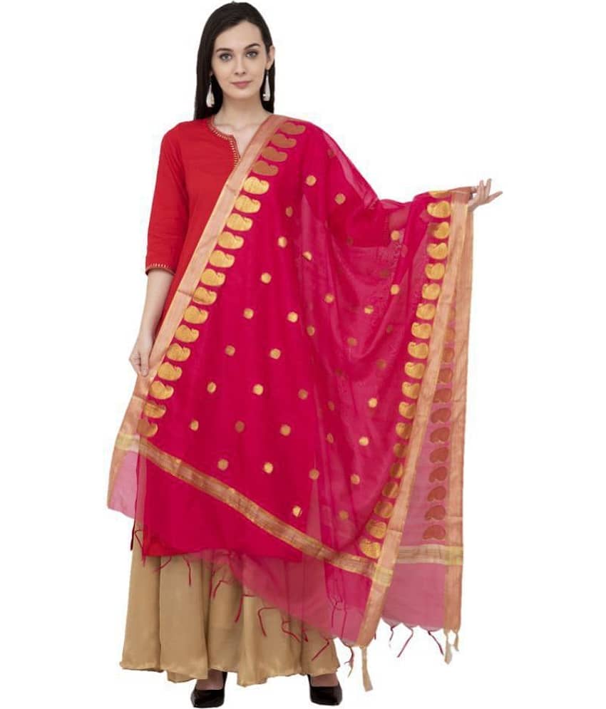 A R Silk Pink Silk Hand Embroidered Dupatta