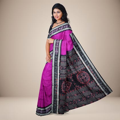 Mini Buti Body With Pasapali Motif Border Sambalpuri Silk Saree