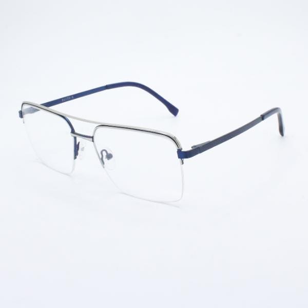 Lensoz Elite X Luxe Half Rim Geometric - Medium - Silver & Master Blue
