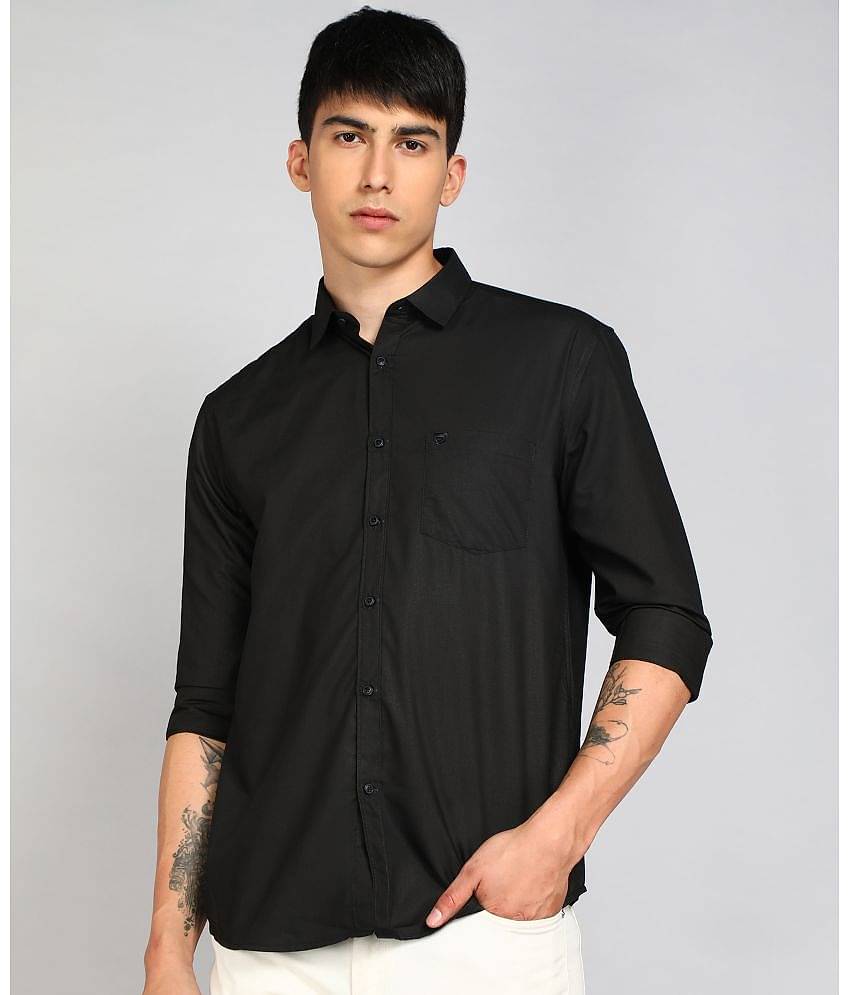 SAM & JACK Cotton Blend Regular Fit Full Sleeves Men's Formal Shirt - Black ( Pack of 1 )