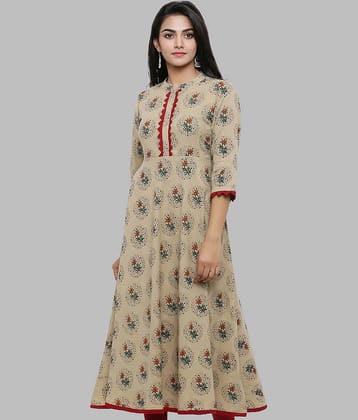 Yash Gallery - Blue Cotton Blend Women's Flared Kurti ( Pack of 1 )