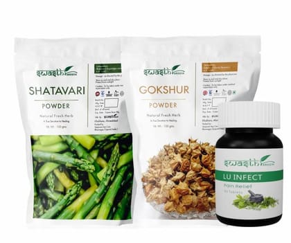 Swasth Arogya Urine Infection Combo || Urine Infection || White Discharge || Back & Abdominal Pain || Vaginal Itchiness || Best Ayurvedic Combo - Pack Of 2 Different Powders & 1 Bottle Of Tablet.||