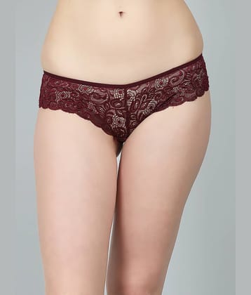N-Gal Nylon Self Design Women's Bikini ( Maroon ) NRPN17
