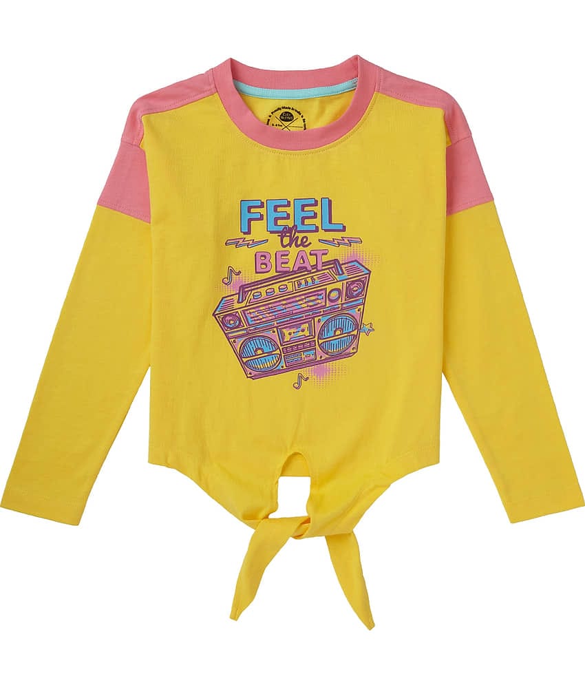 Cub Mcpaws Pack of 1 Girls Cotton T-Shirts ( Yellow )