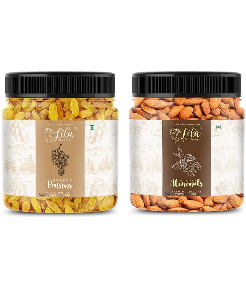 Lila Dry Fruits Almond (500gm) & Green Raisin(500gm) Combo | Badam Kishmish Combo