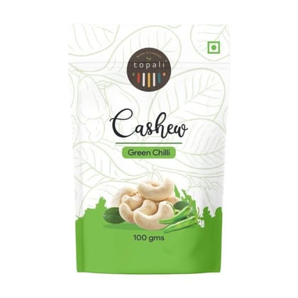 Topali Green Chilli Flavoured Cashew (100g) | Tangy Green Chilli Kick | Spicy Nut Snack