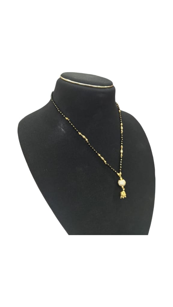 Black Beads Mangalsutra with Golden Pendant for Women