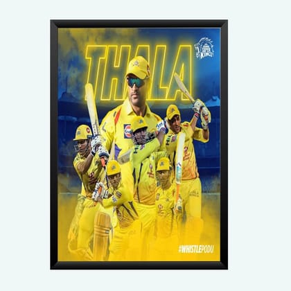 Nokkes Cricket IPL M.S Dhoni CSK Chennai Super King Team Photo Frame 8X12 Inch Size Photo Frame Photo Home Office_msd30