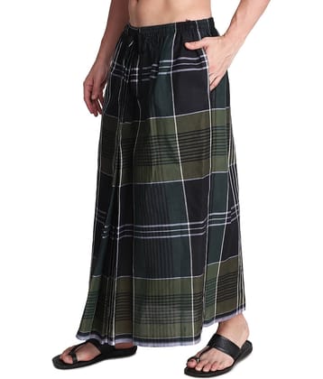 GOWRI TEX Elastic Blue Cotton Blend Men's Lungi Dual Pocket ( Pack of 1 )