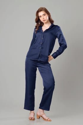 Luxurious Navy Blue Co-Ord Set For Women-XXS / Navy Blue