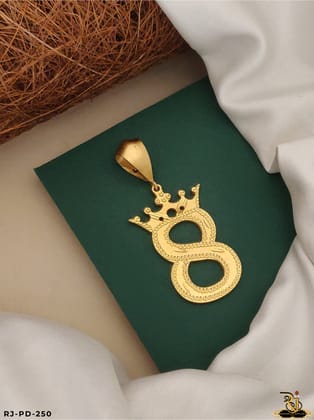 Premium Sparkling Lucky Number 8 with crown pendant-PD-250