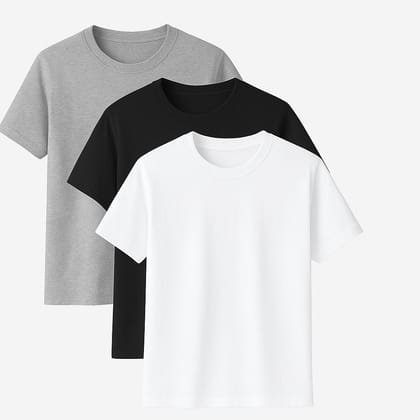 Grey, White and Black Pack Of 3 Classic T-Shirt
