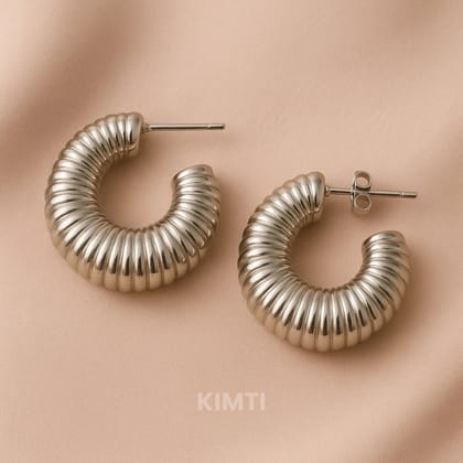 Silver Lustre Hoops Earring
