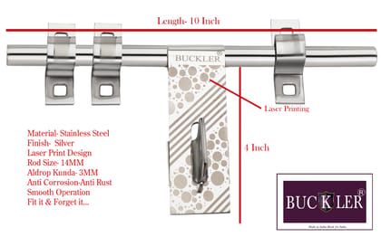 BUCKLER Stainless Steel Aldrop for Main Door| Gate| Kitchen | Bedroom Door|Office Door and Wooden Doors, Bubble Laser Print (14MM-3MM, 10 Inch)