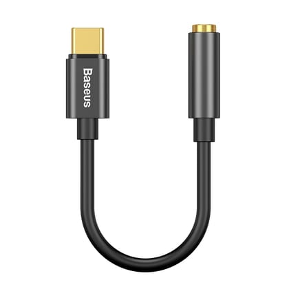 Baseus Type C to 3.5 mm Female Adapter L54 Audio Jack Connector, Noise Cancelling Headphones Jack Converter Audio Adapter Black CATL54-01-Black