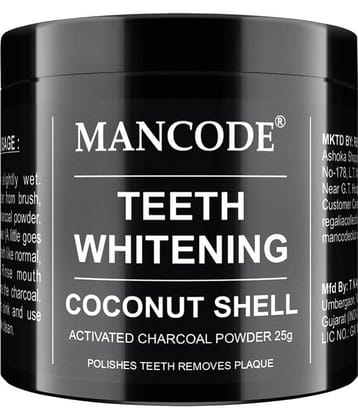 Mancode Charcoal Teeth Whitening Powder ,Enamel Safe & Effective Teeth Whitener Solution ,25 g (Pack of 1)