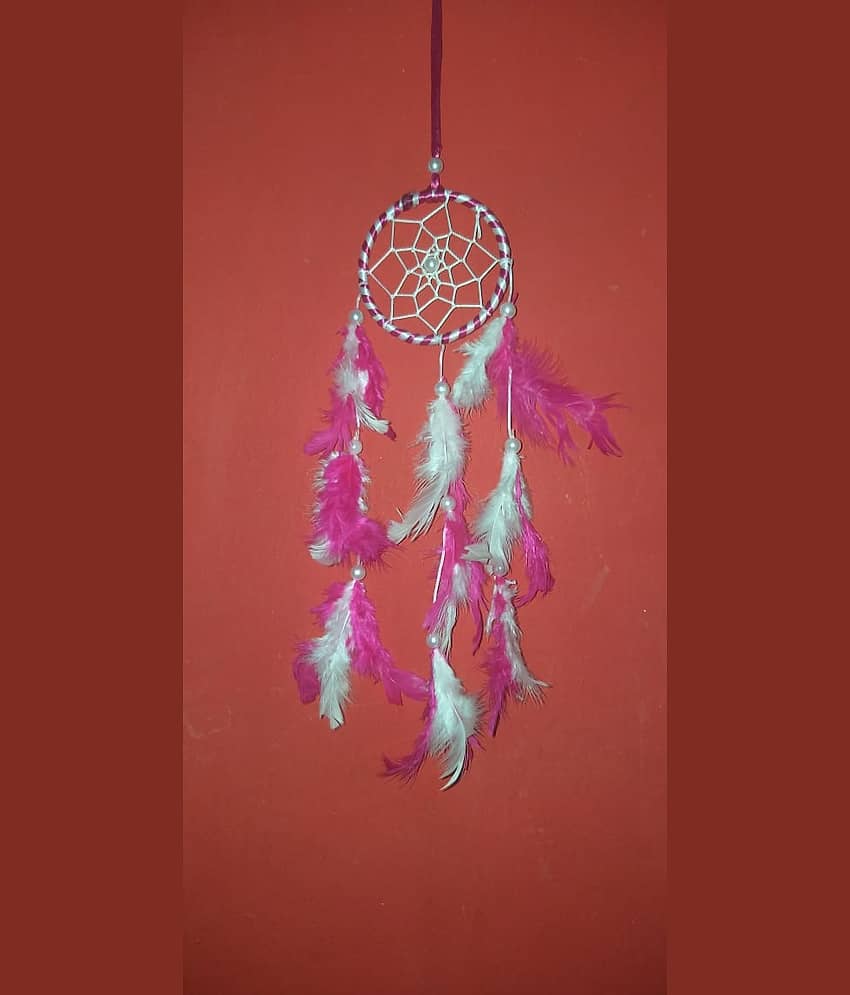 new lucky Feather Pink Dream Catcher - Pack of 1 ( 30 X 8 cms )