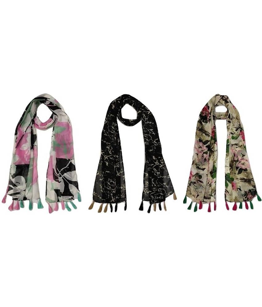 stolevilla Multi Printed Poly Cotton Yarn Stoles ( Pack of 3 )