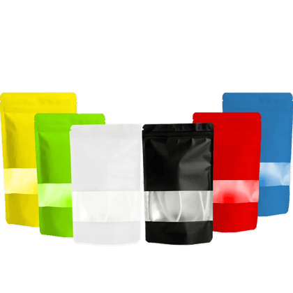 Colored Glossy with Rectangular Window Pouches Standup Pouches 100x180x30x30 MM  100 G Capacity 1000 pieces