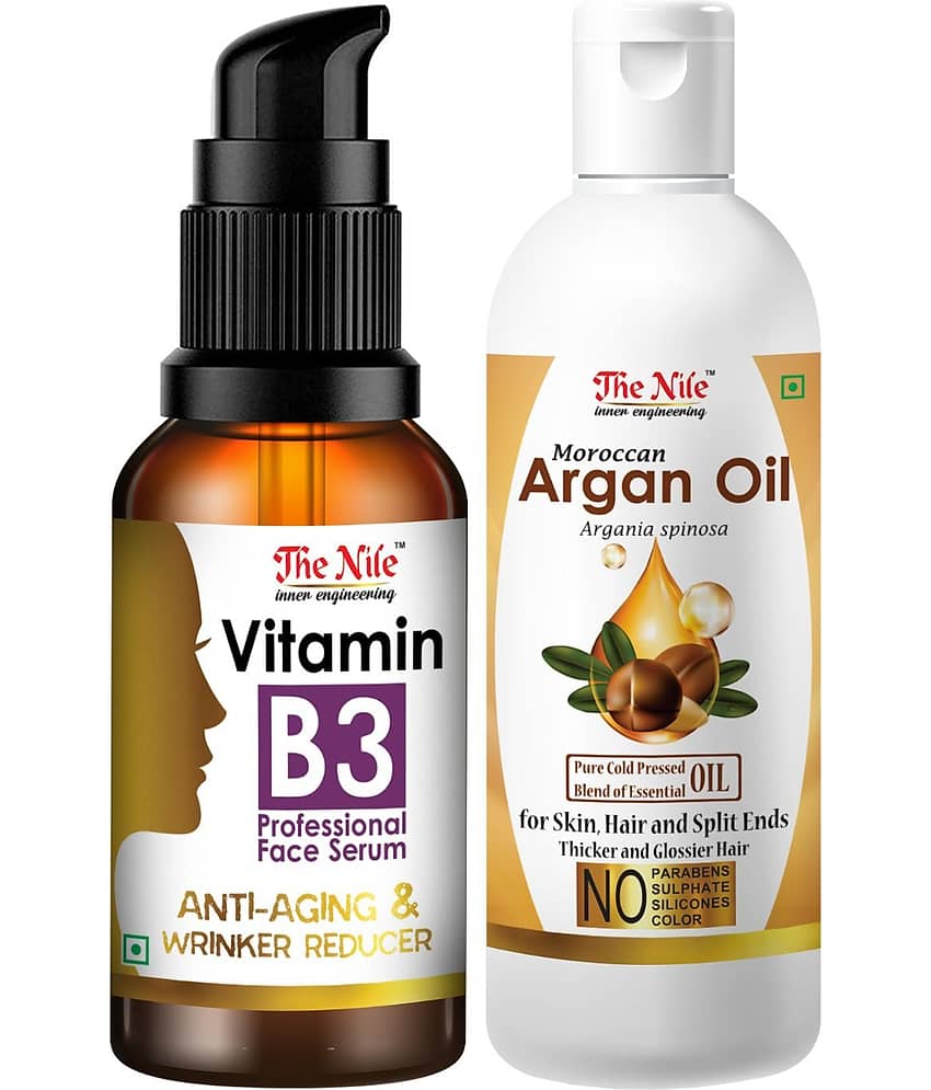 The Nile Professional Vitamin B3 Face Serum + Moroccan Argan Oil 100 ML Face Serum 130 mL Pack of 2
