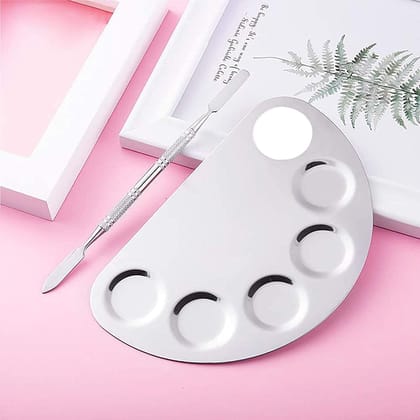 Elecsera Stainless Steel 5 Paint Wells Palettes with Lid (Set of 1, Silver)