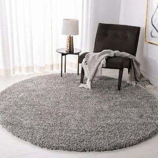 GALLERY HOME Silky Smooth Anti-Skid Shaggy Round Carpet with 2 inch Thickness (5 x 5 Round, Grey A2)