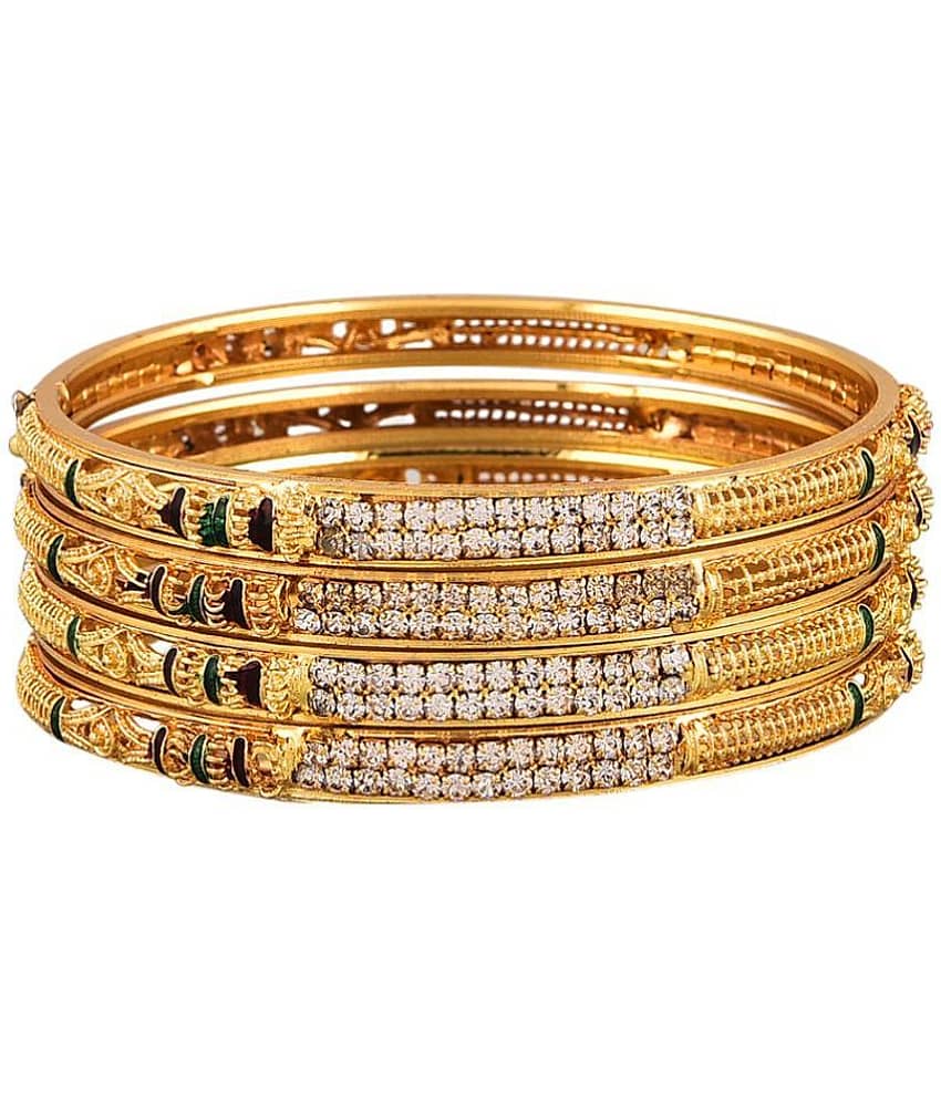 Zeneme Best Selleing Gold Plated Brass Bangles Jewellery For Women / Girls (2.4)
