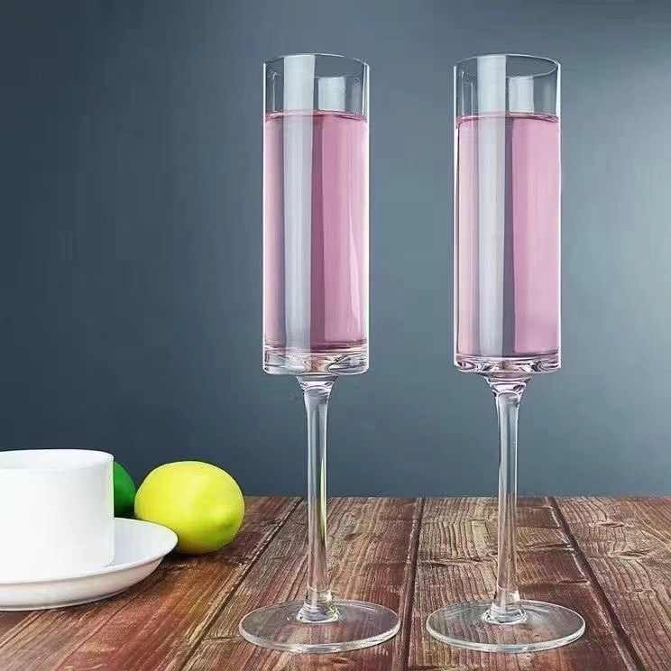 Cylinder Wine Glasses | Luxury Wine Glassware | Wide Mouth| Designer Wine Glasses | Unique | Crystal Wine Glass Set | Luxury Wine Glass Gift Pack (160 ml)