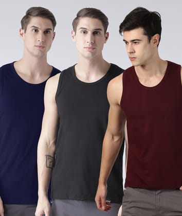 Mens Plain Sleeveless Combo Tshirt-XS / Navy Black Maroon