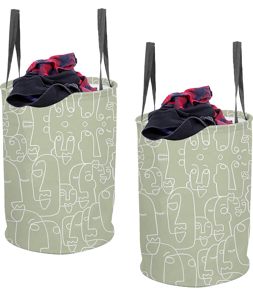 PrettyKrafts Laundry Basket for Clothes with Handles Round shape without lid (45 LTR) Pack of 2
