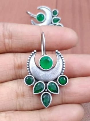 Dazzling Hook Earrings with Sparkling Stones for Daily Wear | Sarichka-Green