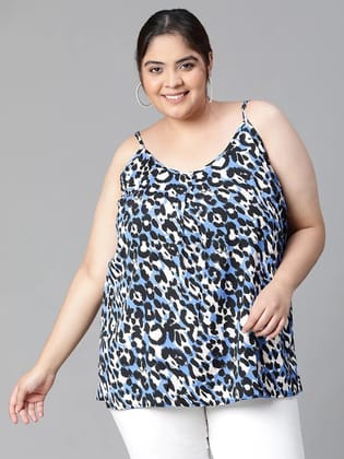 Striking Multicolor Animal Print Plus Size Loopy Top-2XL