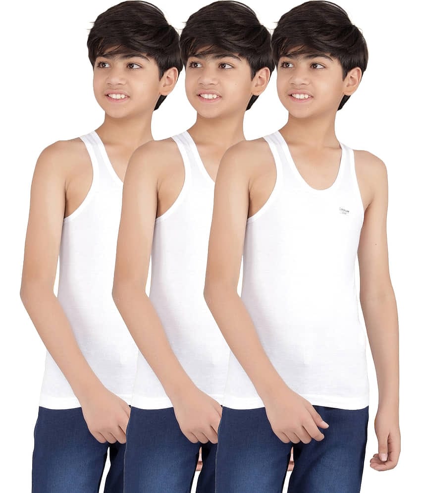 Dollar lehar Pack of 3 Boys Cotton Vest ( White )