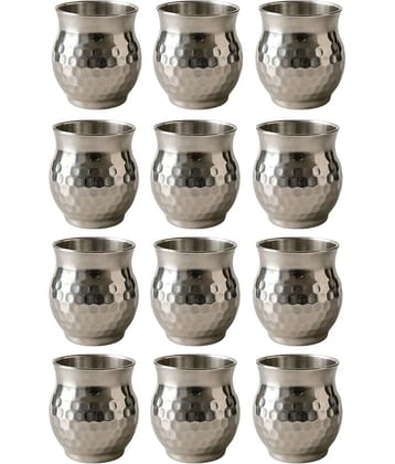 Visaxmi Textured Steel Tea Cup 170 ml ( Pack of 12 )